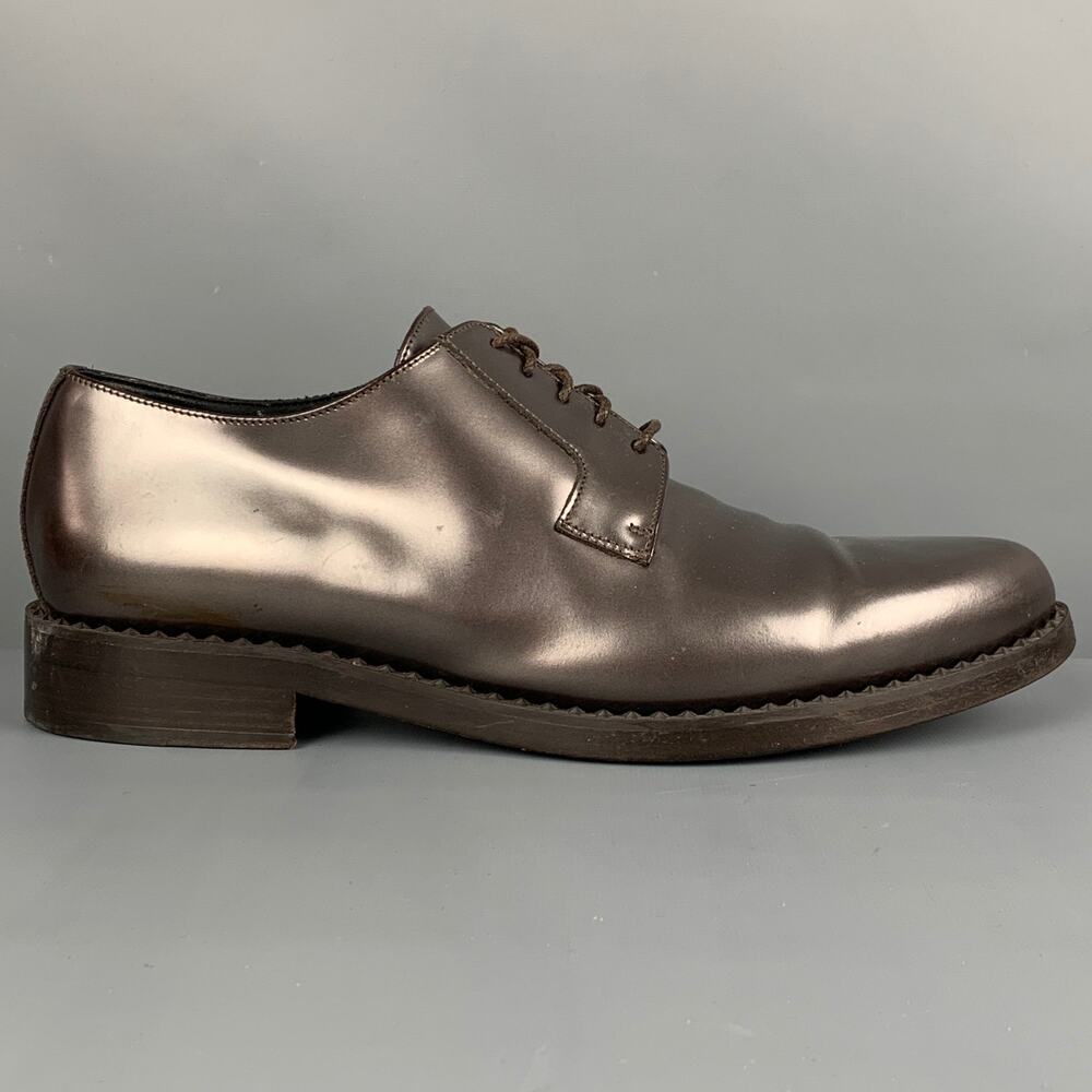 JIMMY CHOO Size 10 Brown Metallic Leather Lace Up Shoes